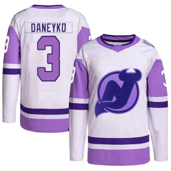 Men's Ken Daneyko New Jersey Devils Hockey Fights Cancer Primegreen Jersey - White/Purple Authentic