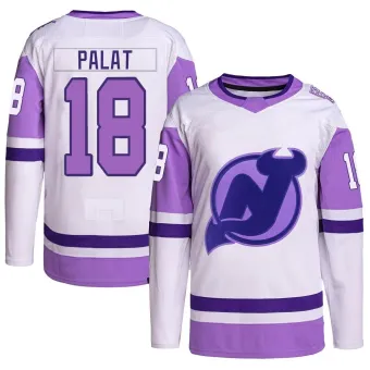 Youth Ondrej Palat New Jersey Devils Hockey Fights Cancer Primegreen Jersey - White/Purple Authentic